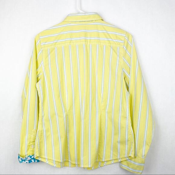 L.L. Bean Striped Shirt Turn Up Cuffs Floral Sz S - Picture 4 of 7